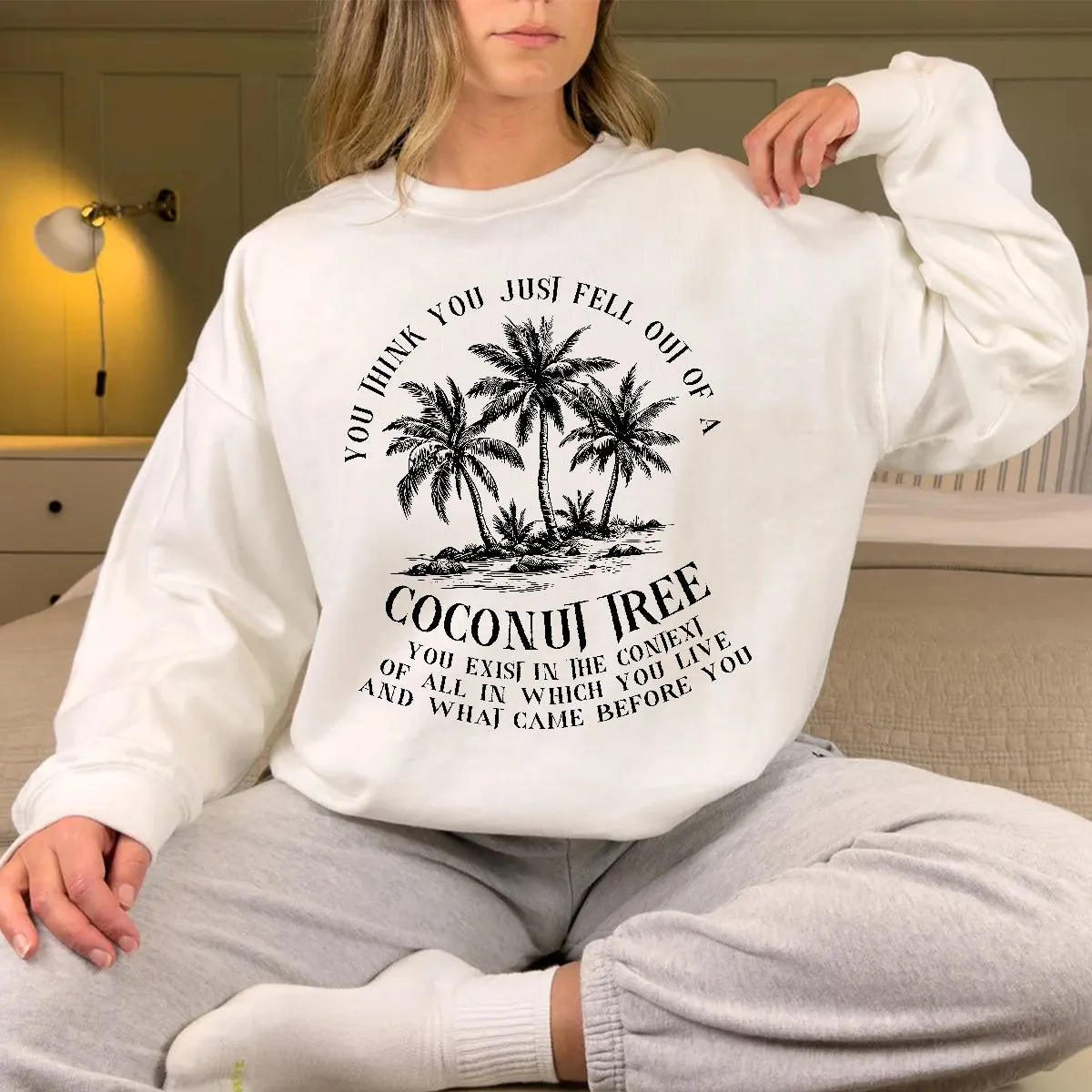 Teesdily | Coconut Tree Shirt, You Think You Just Fell Out Of A Coconut Tree Sweatshirt, Tropical Vintage Vibes Comma La Hoodie, Girl Power Gift