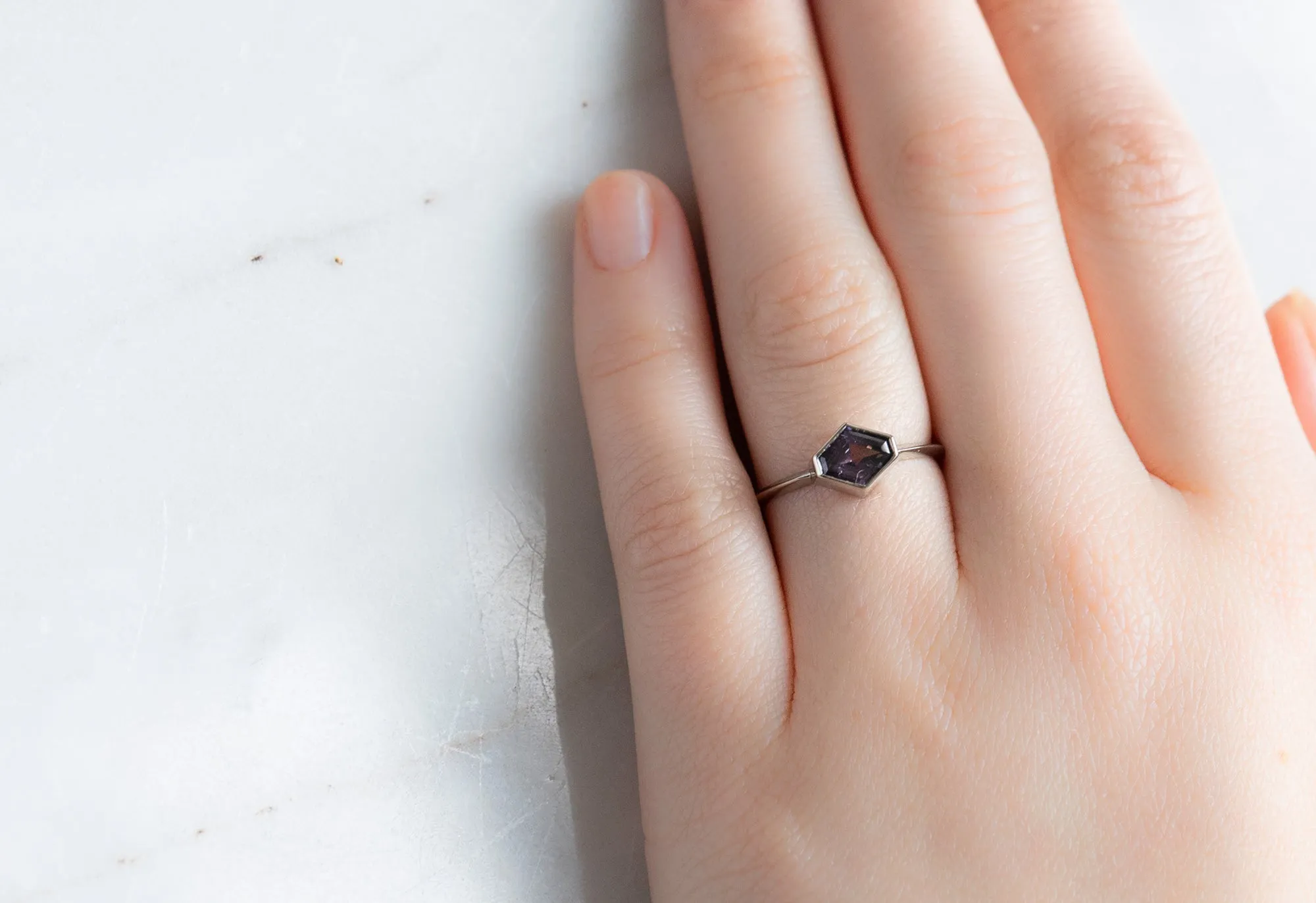 The Hazel Ring with a 1.31ct Artisan-Cut Violet Sapphire