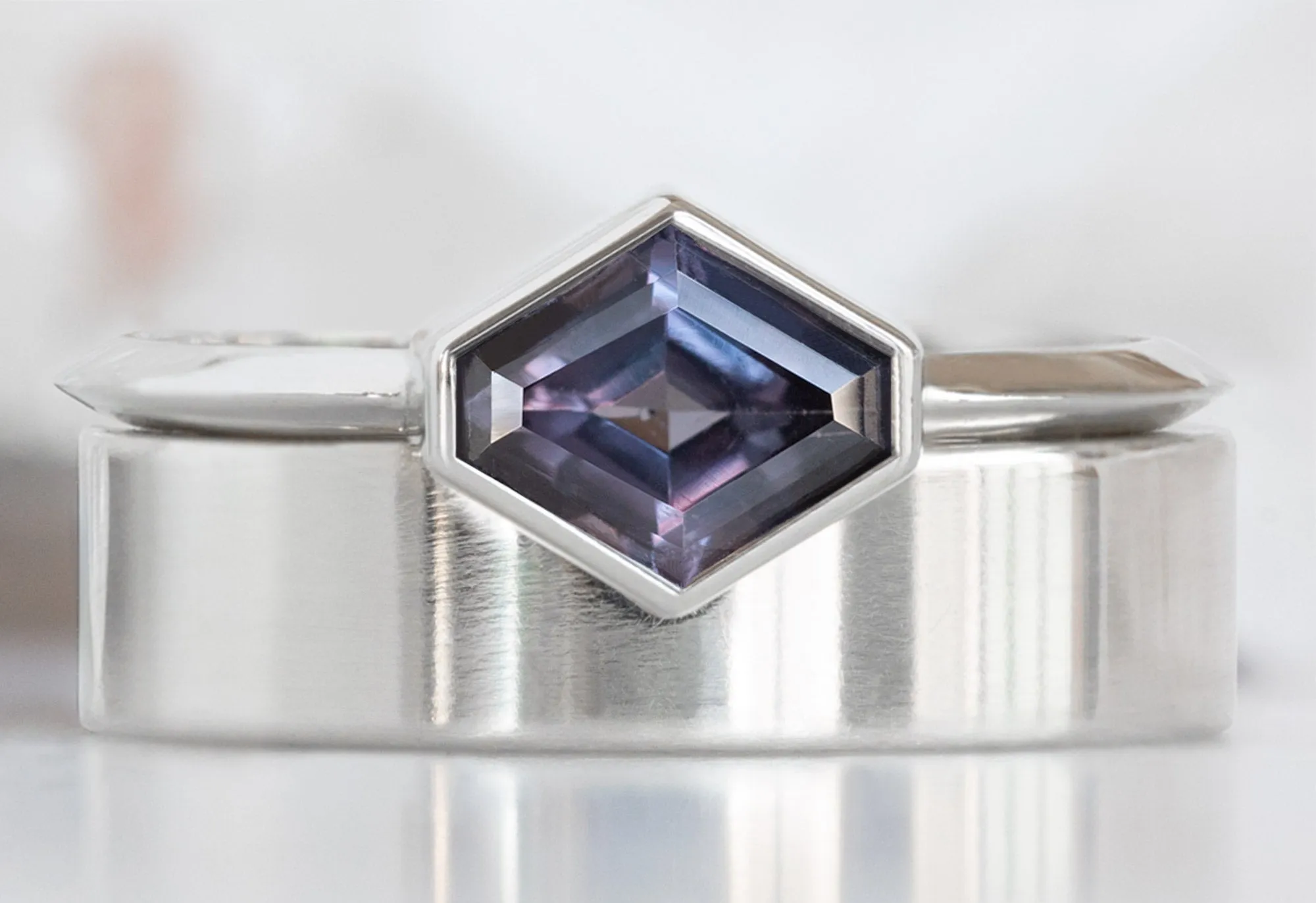 The Hazel Ring with a 1.31ct Artisan-Cut Violet Sapphire