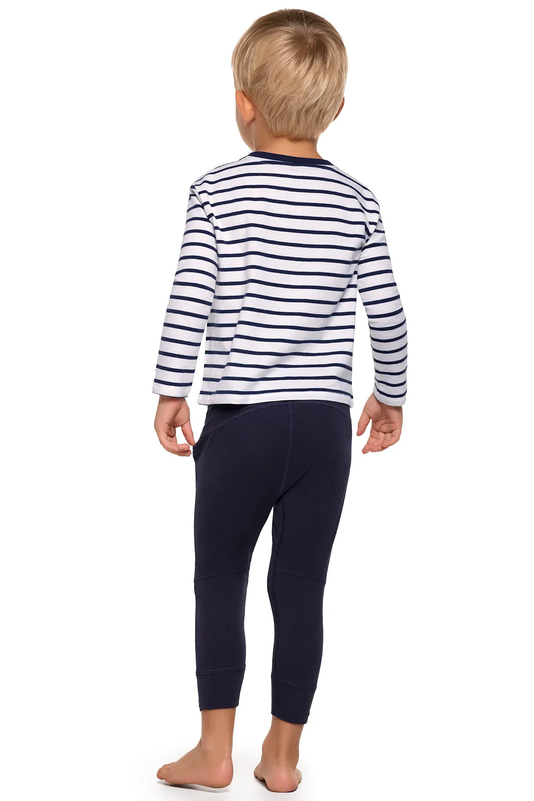 Toddler Coco Plum Everyday Long Sleeve T-Shirt  |  White/Navy Stripe