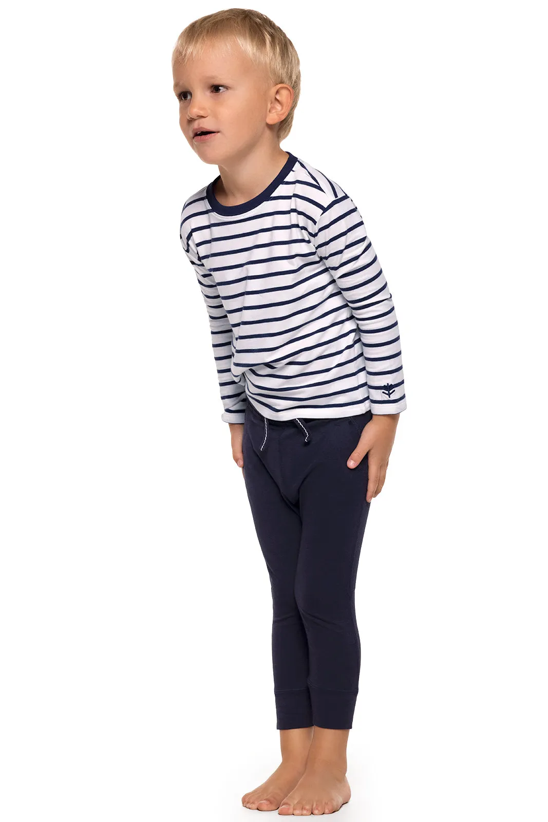 Toddler Coco Plum Everyday Long Sleeve T-Shirt  |  White/Navy Stripe