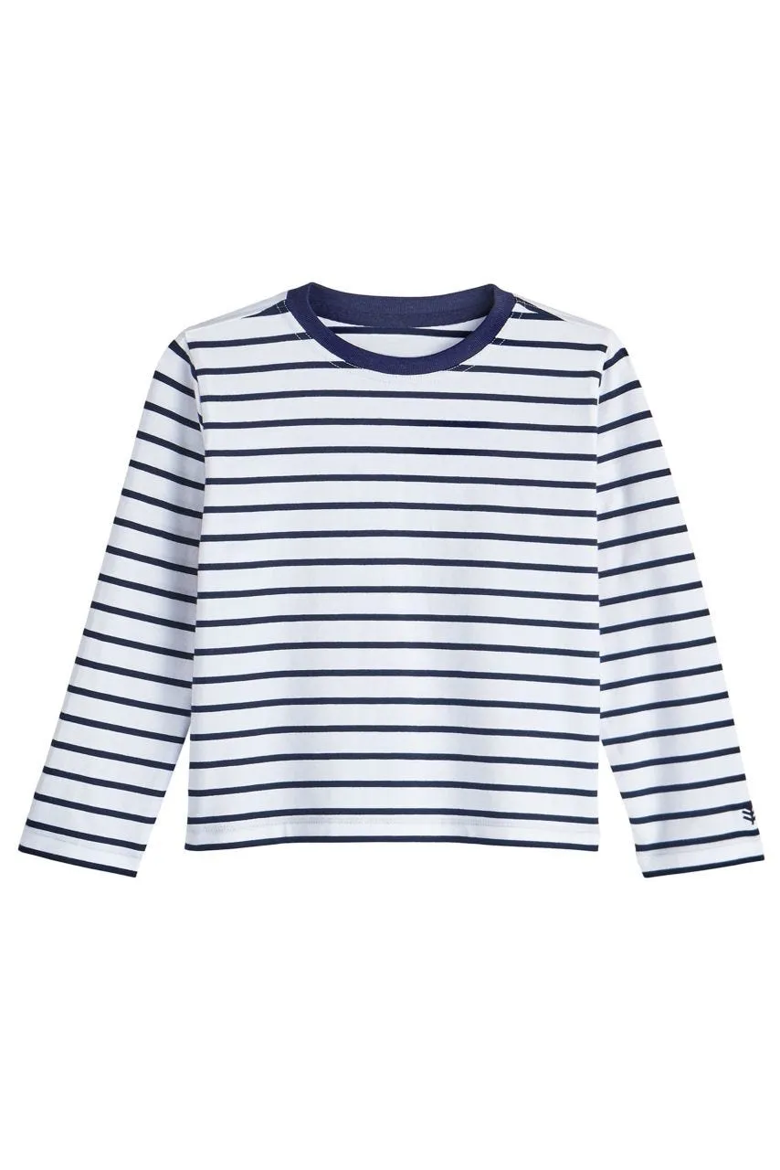 Toddler Coco Plum Everyday Long Sleeve T-Shirt  |  White/Navy Stripe