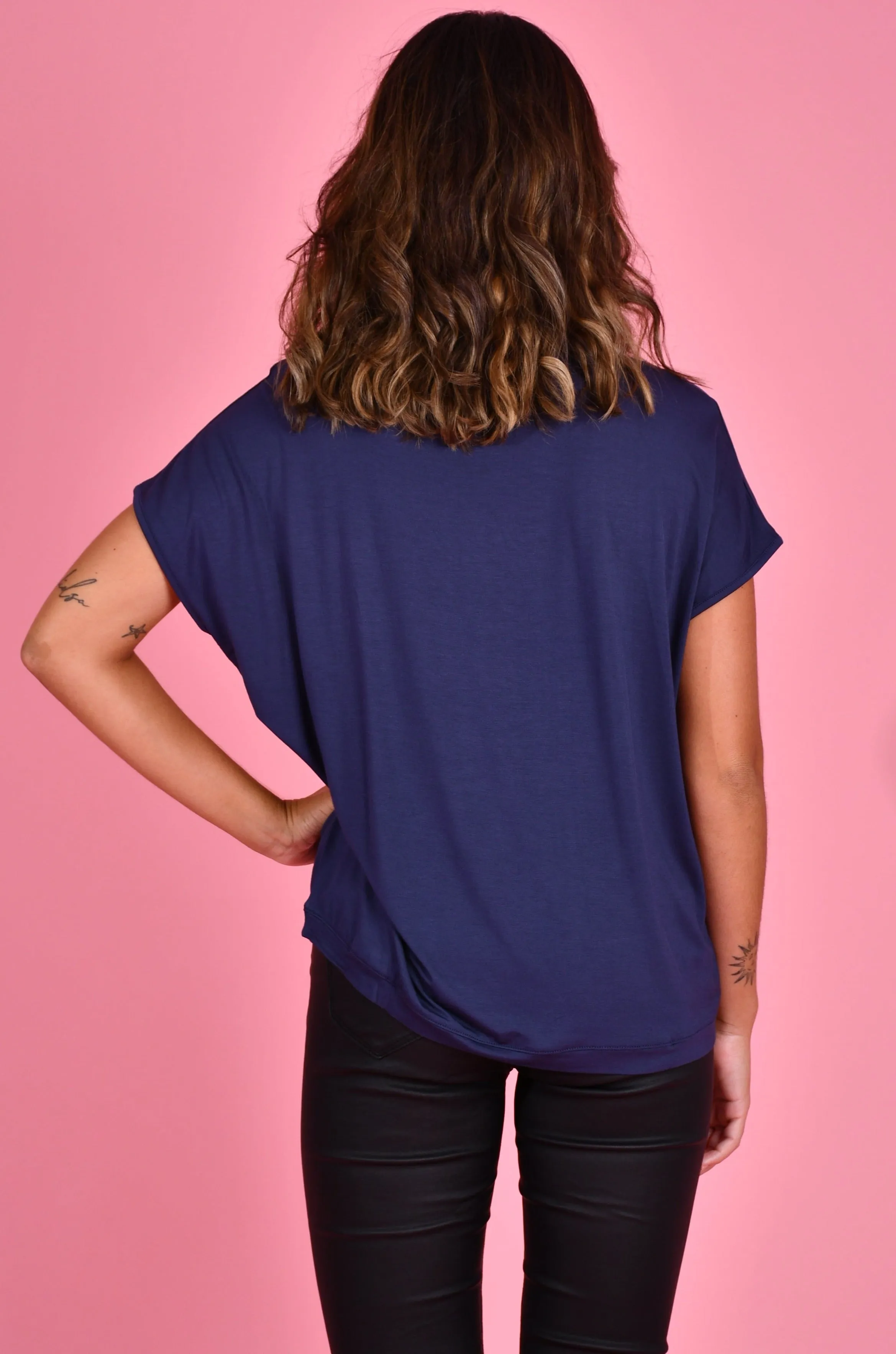 VGLT117 - BAMBOO ROUND NECK TEE SHIRT - NAVY