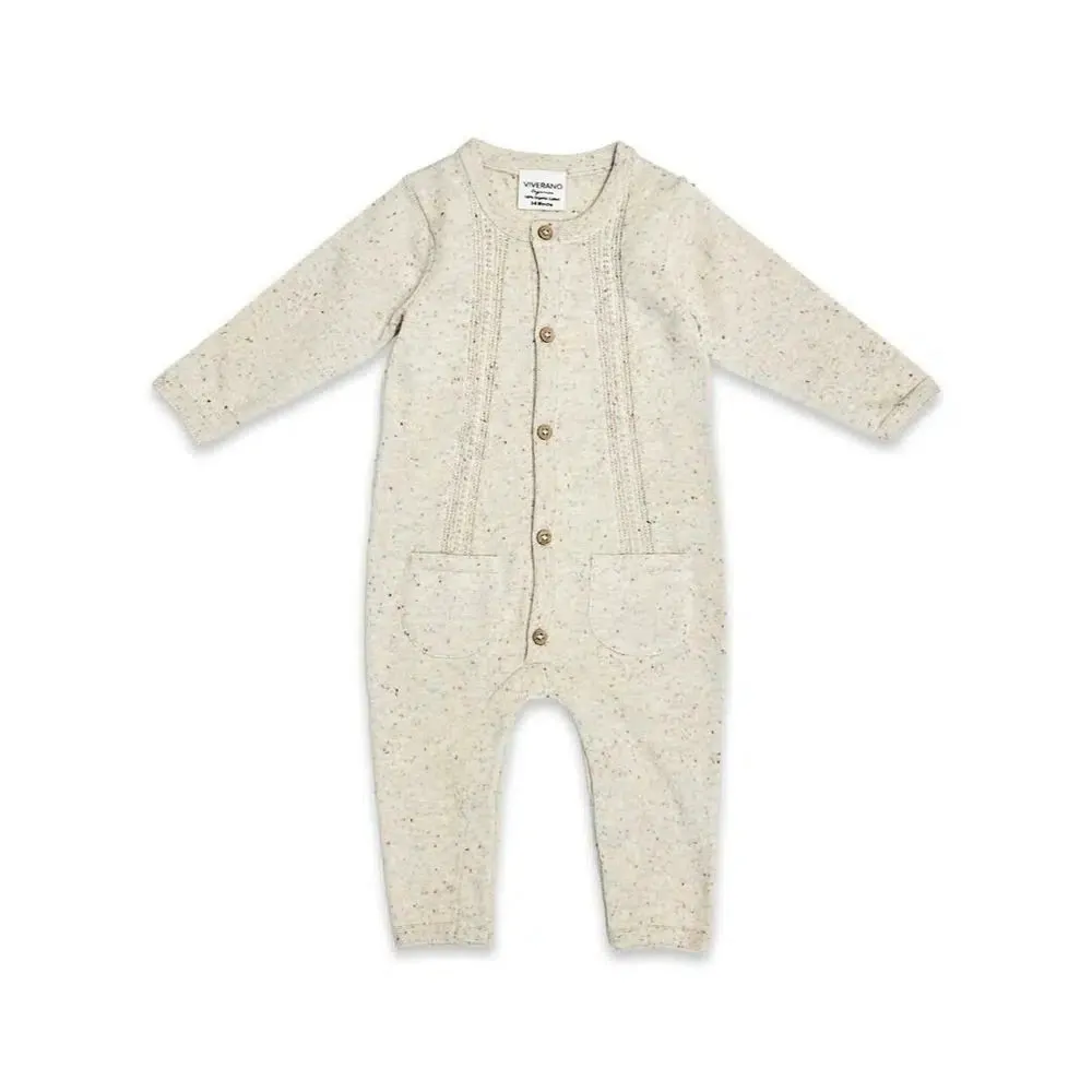 Viverano - Organic Cotton Pointelle Knit Jumpsuit - Oatmeal Speckle